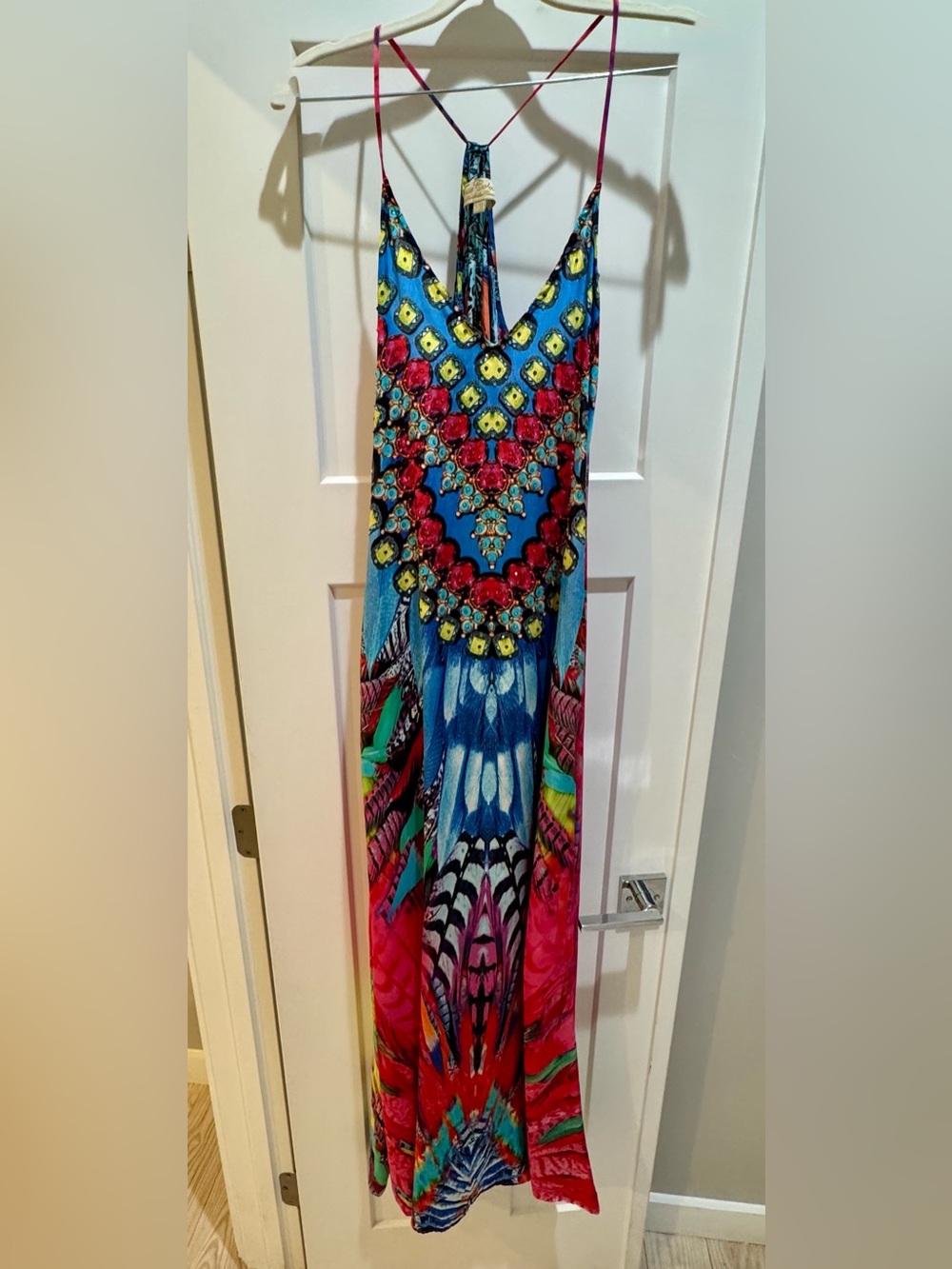 La Moda Racerback T Back Maxi Dress with front pockets Rhinestone S/M